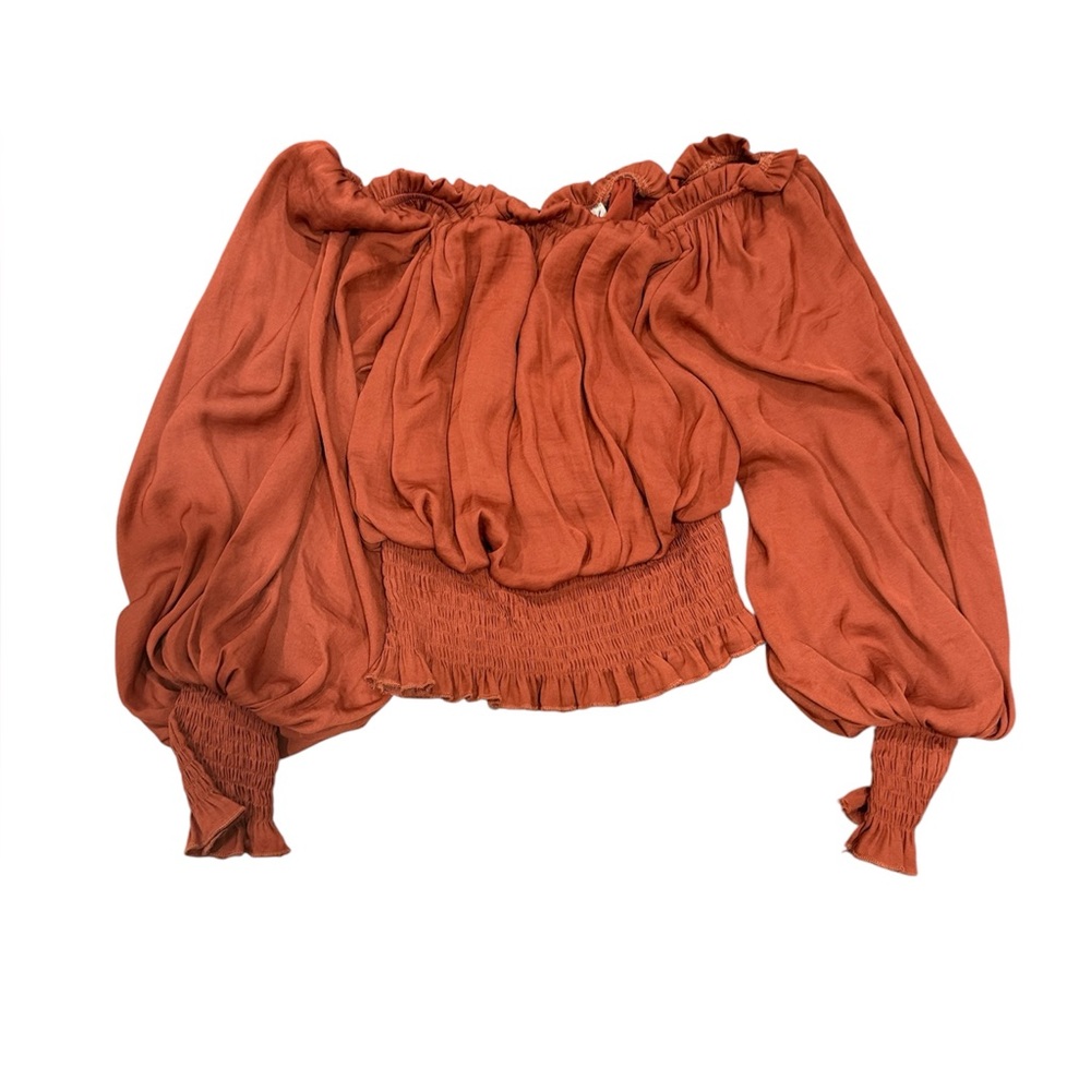 She + Sky Off-Shoulder Terracotta Blouse
